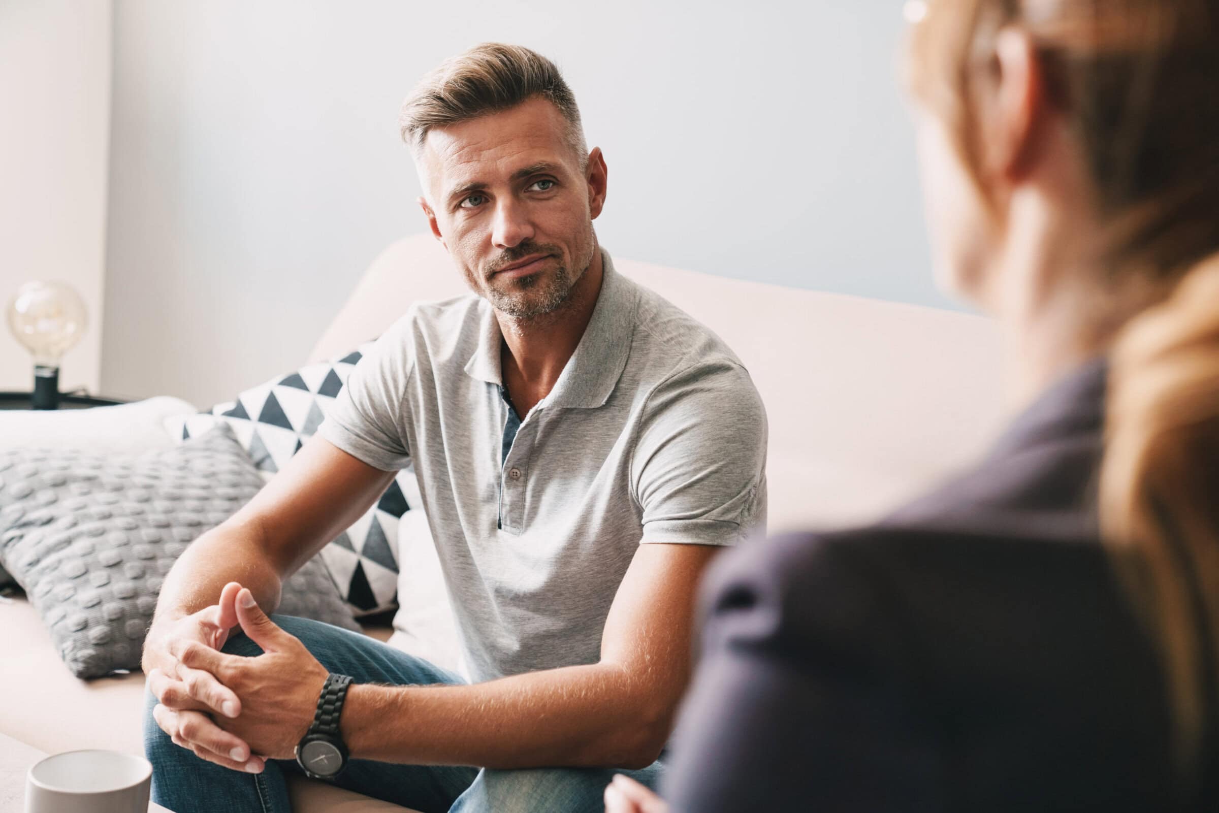 Photo,Of,Confident,Focused,Man,Having,Conversation,With,Psychologist,On